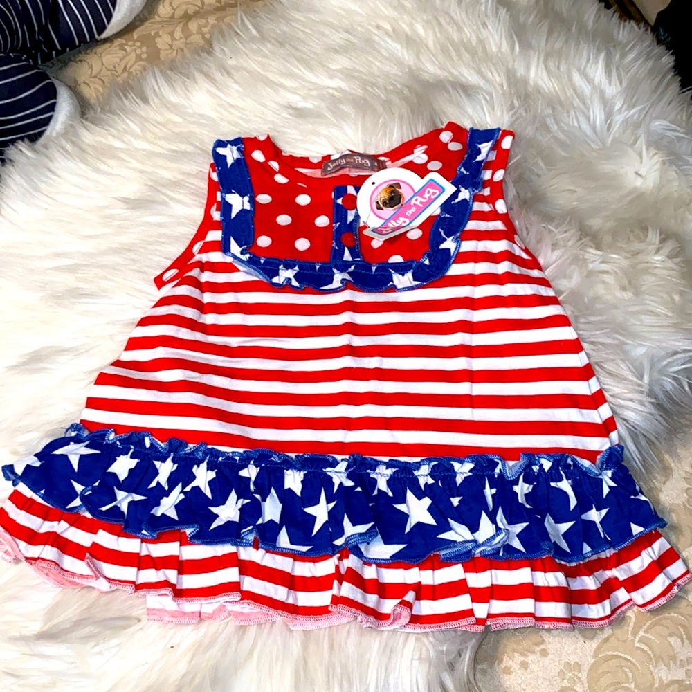 Jelly the Pug Size 4 4th of July Top BNWT